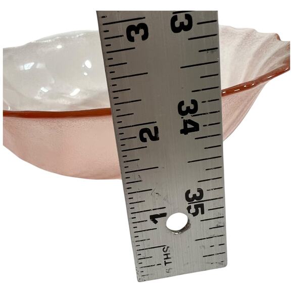 Glcoloc Vintage Pink Frosted Glass Swirl Ruffled Bowl 7 Inch Serving - Picture 10 of 12